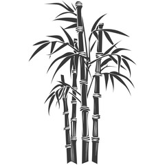 Obraz premium Silhouette of a group of bamboo stalks with leaves