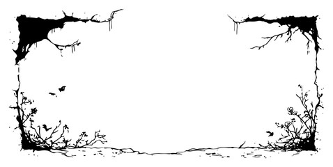 Detailed artistic frame featuring organic branch motifs and thorny roots in gothic style © AdrianGebert