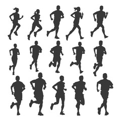 Obraz premium Silhouettes of Runners in Motion