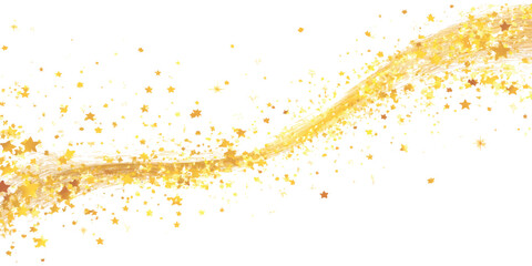 Golden glitter stars trail background with sparkling dust and magic wave vector illustration for festive holiday celebration decor © ZenVectors