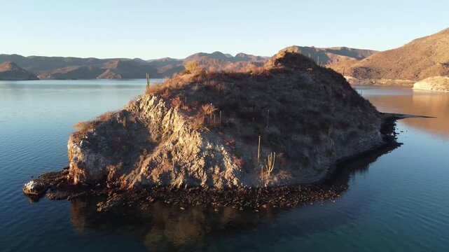 Remote island with cactus in Mexico 