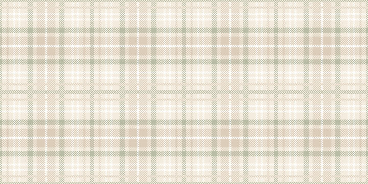 Neutral beige green seamless plaid vector pattern background