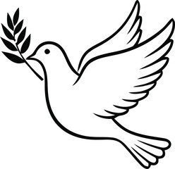 Obraz premium Vector dove with olive branch isolated on transparent background