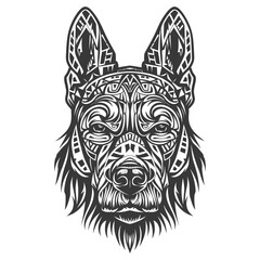 Obraz premium Stylized Tribal German Shepherd Dog Head Illustration