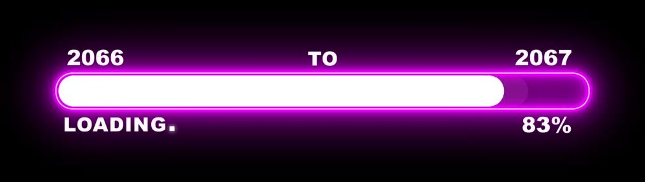 New year 2067 loading bar animation Year changing from 2066 to 2067. Loading bar from 2066 to 2067 new year transfer animation. Almost reaching New Year, loading business progress.
