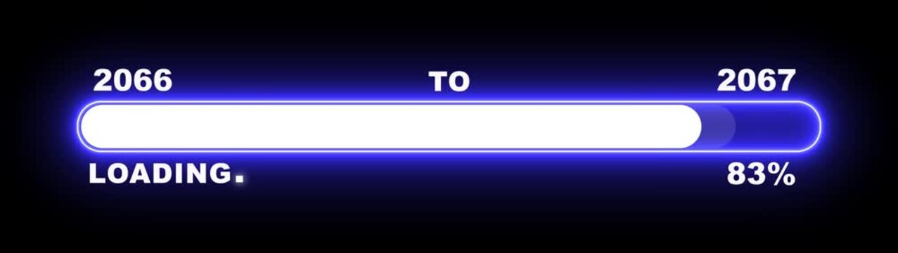 New year 2067 loading bar animation Year changing from 2066 to 2067. Loading bar from 2066 to 2067 new year transfer animation. Almost reaching New Year, loading business progress.
