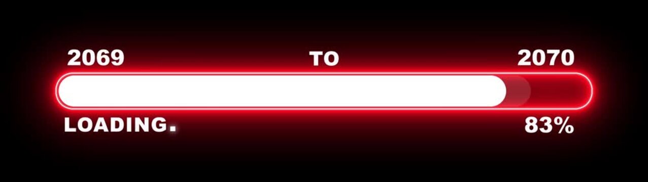 New year 2070 loading bar animation Year changing from 2069 to 2070. Loading bar from 2069 to 2070 new year transfer animation. Almost reaching New Year, loading business progress.