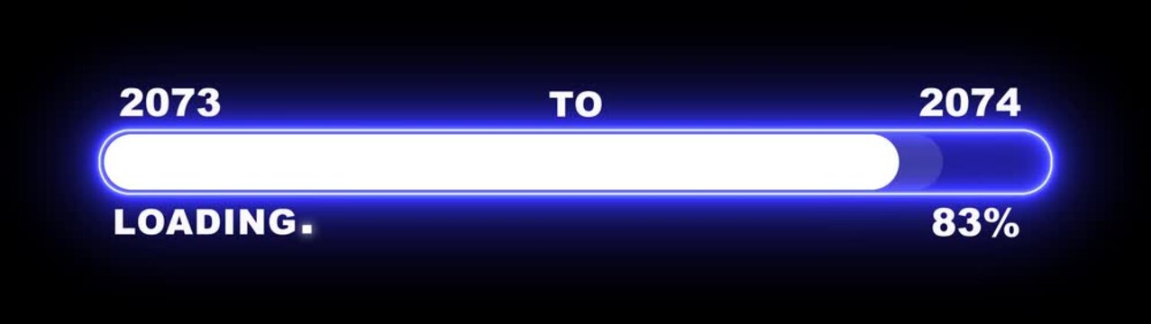 New year 2074 loading bar animation Year changing from 2073 to 2074. Loading bar from 2073 to 2078 new year transfer animation. Almost reaching New Year, loading business progress.