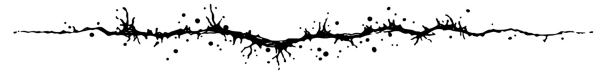 Gothic horizontal decorative divider with ink splashes and organic branch details © AdrianGebert