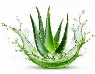 aloe vera gel aloevera juice splash isolated on white background