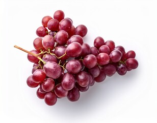 bunch of red grapes isolated top view