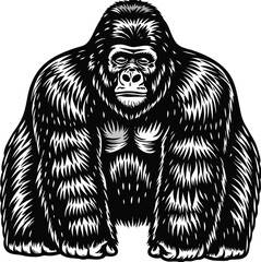 Vector gorilla illustration in black and white © NURSABAISLAM