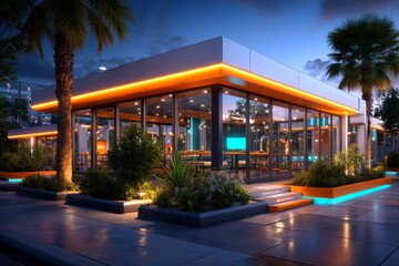 Modern 3D Concept of an Outdoor Venue with Clean Aesthetic and Vibrant Design