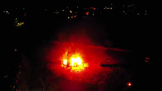 Ancient tradition of epiphany fires in Friuli. Pignarul and fireworks