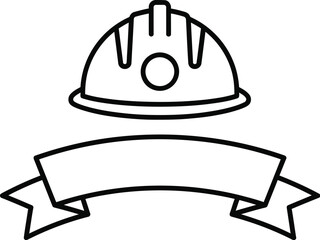 Fototapeta premium Construction hard hat and blank banner illustration