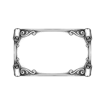 Hand drawn sketch of a rectangular map legend frame box illustration.