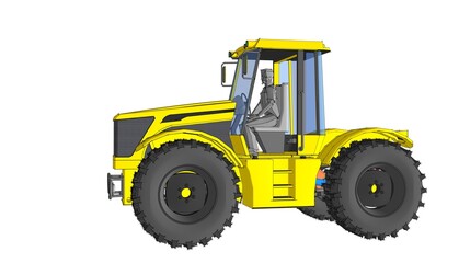 Fototapeta premium tractor graphic sketch 3d illustration