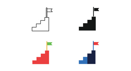 Obraz premium Visual representation of different types of step graphs with color variations