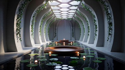 Obraz premium Futuristisches Atrium mit Pflanzen