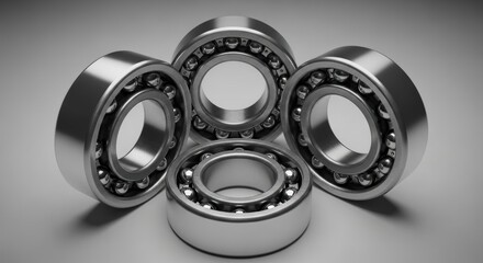 Set of precision ball bearings displayed in a metallic arrangement