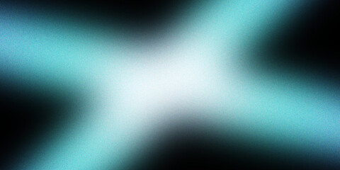 Obraz premium Abstract Cyan Neon Light Rays with Grainy Texture on Dark Background