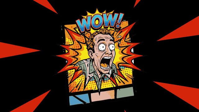 Wow person shocking cartoon popart advertise suitable to your brand, display, comic, mascot, template, marketing, business, and more