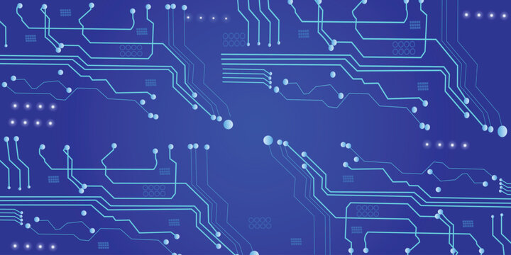 Abstract image of a circuit board with glowing background image of a digital circuitry with blue