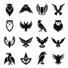 Fototapeta premium Collection of abstract birds icons and logo concepts