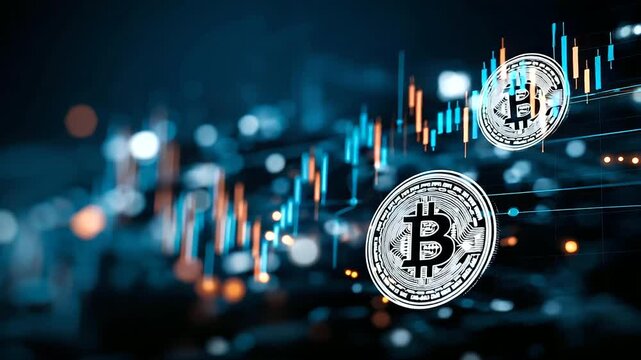 Analytical crypto arbitrage visualizer icon concept representing advanced solutions for cryptocurrency market opportunities and strategies, with copy space