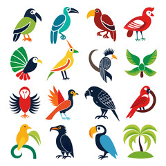 Obraz premium Collection of Colorful Stylized Birds in Vector Illustration Format