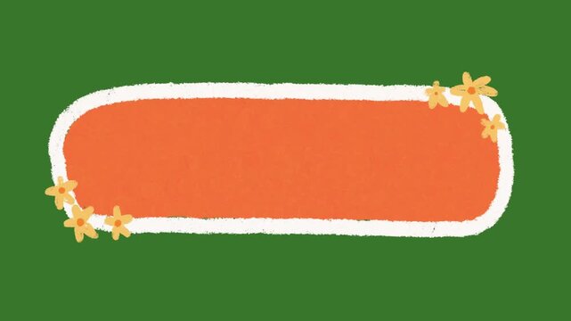 Hand-Drawn Floral Banner Text Box video | Abstract Hand-Drawn Organic Label Shape 2d animation | Playful Crayon Flower Graphic animation on green screen