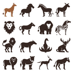 Obraz premium Collection of stylized animal icons in a simple graphic style