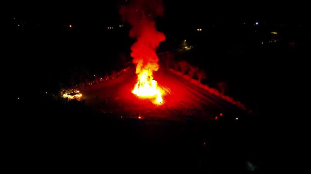 Ancient tradition of epiphany fires in Friuli. Pignarul and fireworks