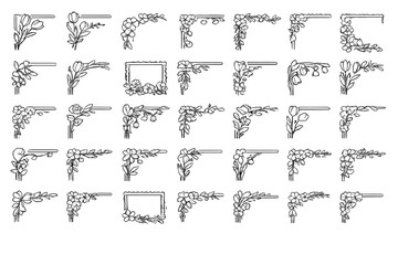 Different decorative border designs featuring flowers and leaves for crafts and art projects in a simple format