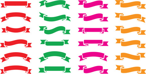 Obraz premium A vibrant assortment of colorful ribbon banners in various shapes and sizes for festive messages