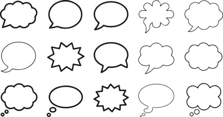 Fototapeta premium Multiple distinct comic book style speech and thought bubbles for communication or dialogue messages