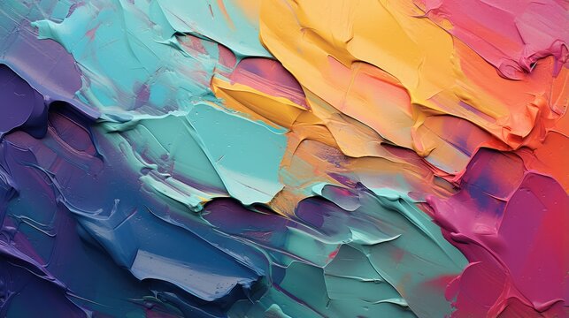 An abstract watercolor painting background featuring a vibrant grunge texture and colorful paint patterns on paper with blue, pink, and purple design elements
