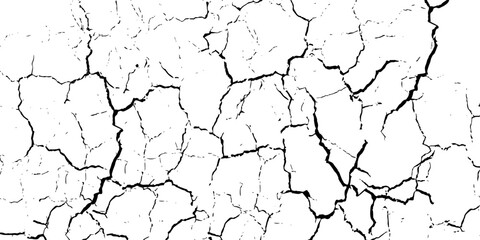 Vector the cracks concrete wall texture white and black. Grungy, grunge effect, grunge texture, dry land crack effect, Abstract grunge black and white distressed texture background.