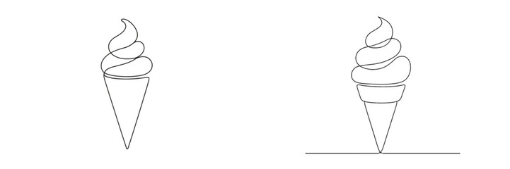 Delicate line art showing two soft serve ice cream cones in minimalist style