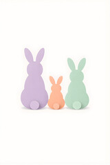 Fototapeta premium Minimalist Pastel Easter Bunny Family Silhouettes Back View
