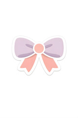 Fototapeta premium Cute Pastel Ribbon Bow Sticker with Pink and Purple Accents