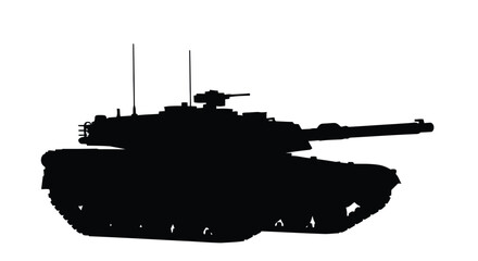 Silhouette of a modern battle tank against a plain white background © Ziaul_Studio