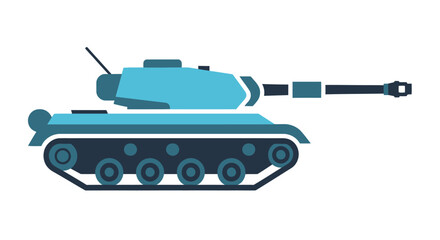 Stylized blue and gray tank illustration against a white background vector graphic © Ziaul_Studio