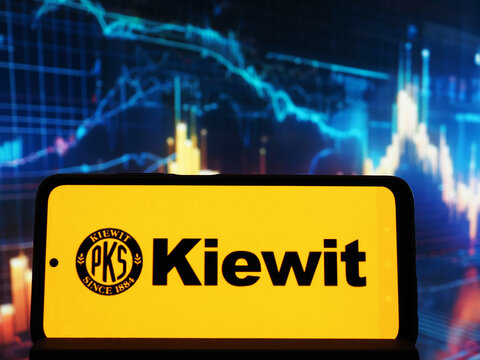 In this photo illustration,  Kiewit Corporation logo seen displayed on a smartphone