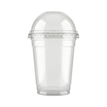 Empty clear plastic disposable cup with dome lid