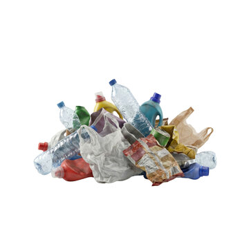 Pile of plastic waste and household garbage