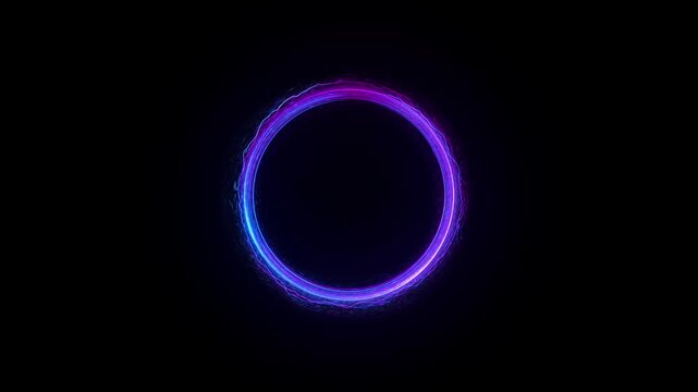neon Blue pink electric wave lightning circle Energy portal ring high speed Glowing light round line