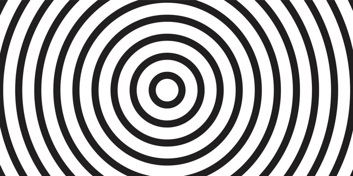 Black and white concentric circles forming a bold hypnotic pattern.