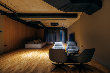 Fototapeta premium Comfortable discussion nook with stylish decor and inviting atmosphere