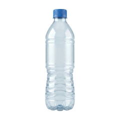 Clear plastic water bottle with blue cap mockup © BTG